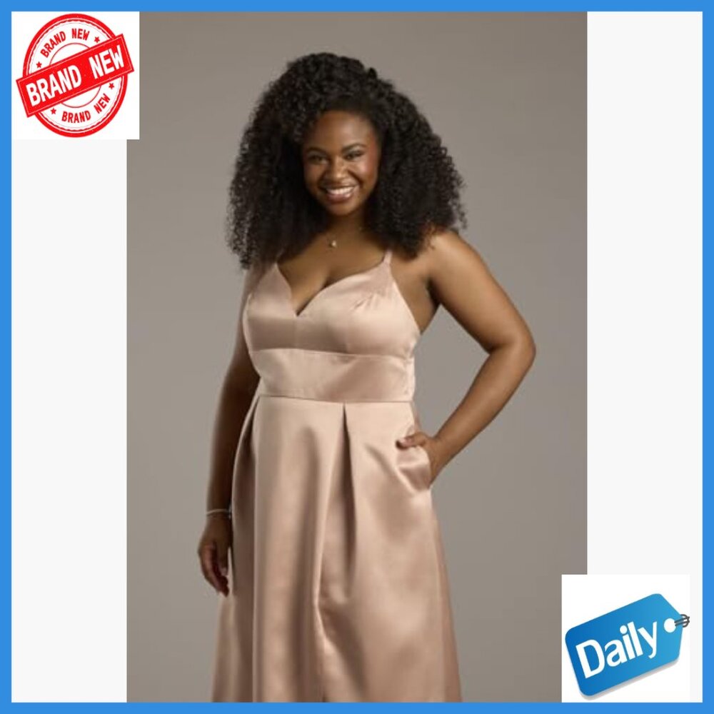 Satin Empire Waist Ball Gown Formal Dress V-Neck Sleeveless - Picture 5 of 5